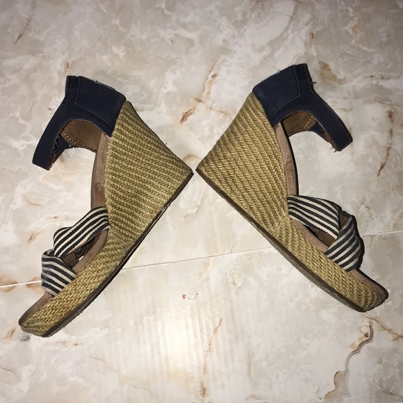 TOMS Espadrille Stripe Ankle Strap Wedge Sandals - Picture 8 of 8